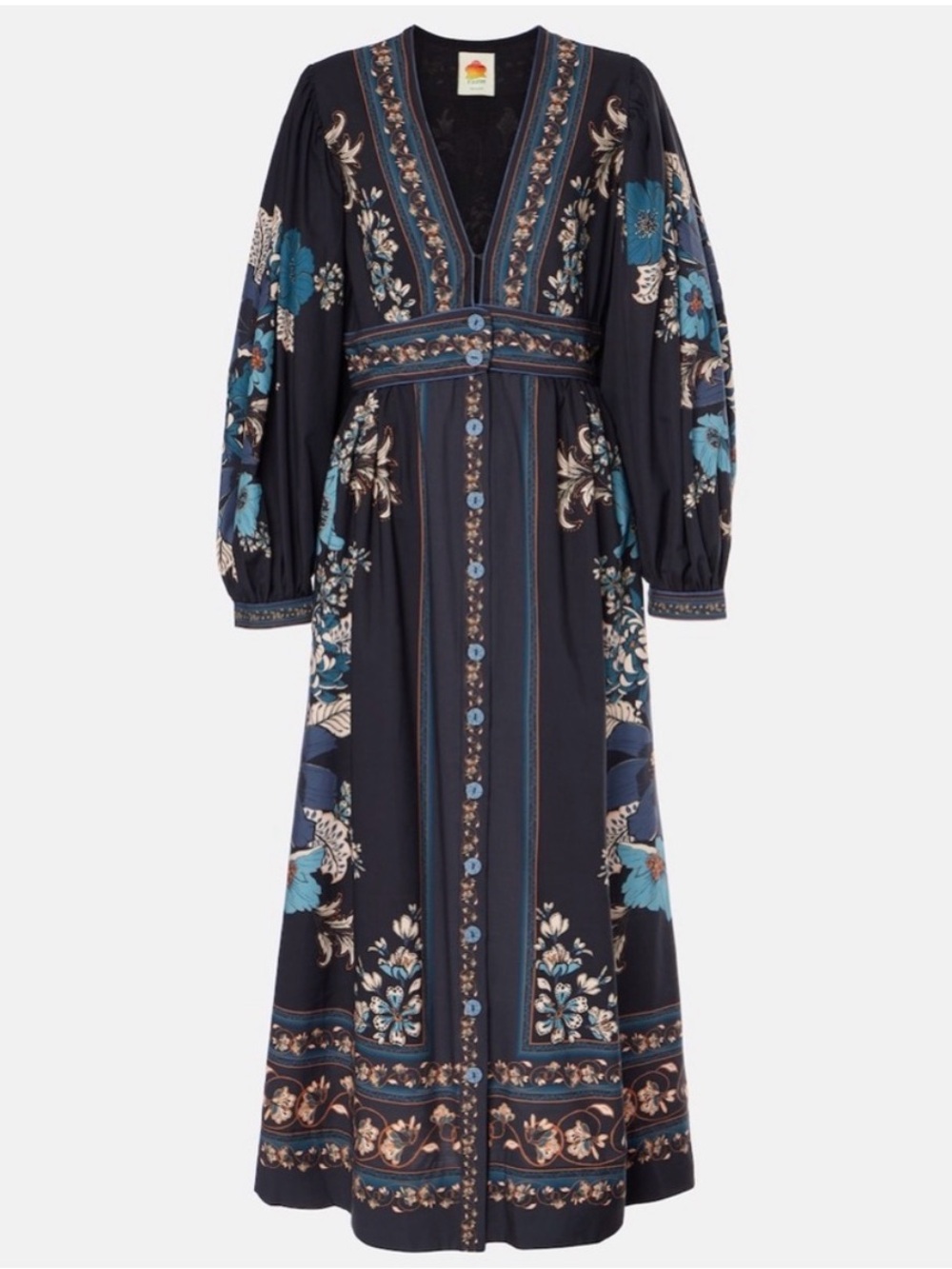 Bohemian Navy Floral V-Neck Maxi Dress - Picture 5 of 10